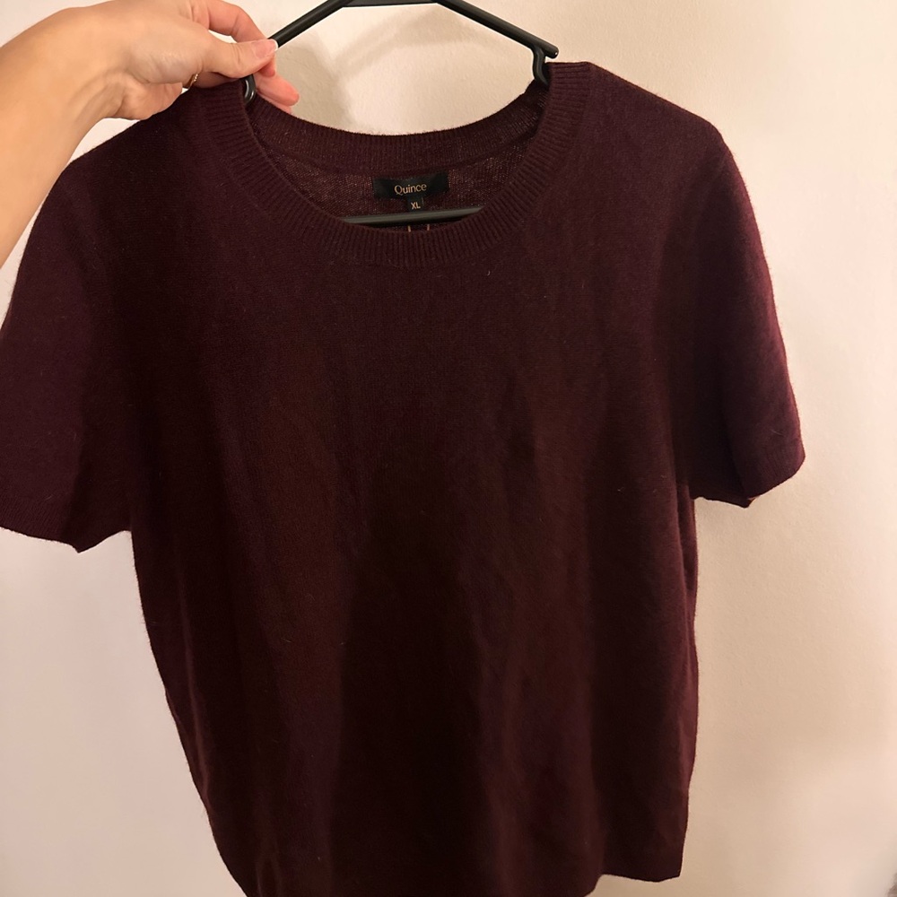 Quince Women's Rich Burgundy Mongolian 100% Cashmere Tee